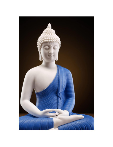 Estatua de Buda de Cerámica 30 cm Azul para Decoración