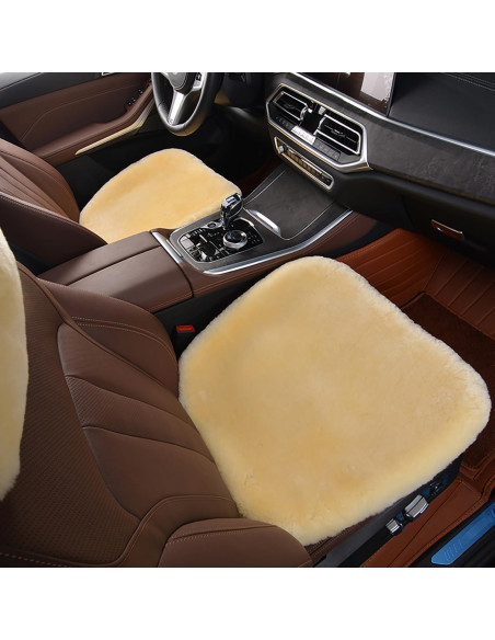 Cojín de Asiento de Coche MLOVESIE Piel de Oveja Beige 49x49cm Cojín de Asiento de Coche MLOVESIE Piel de Oveja Beige 49x49cm
