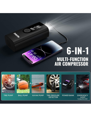 Compresor de Aire Prilotte P005 20000 mAh 150 PSI Portátil