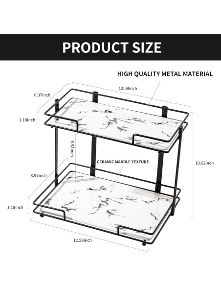 Organizador de Maquillaje QTTCMY de 2 Niveles en Cerámica Negra Organizador de Maquillaje QTTCMY de 2 Niveles en Cerámica Negra