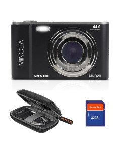 Cámara Digital Minolta MND20 44MP 2.7K HD con Funda