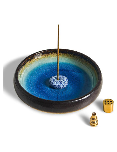Soporte de Incienso Cerámica Tolivip 14.5 cm Azul