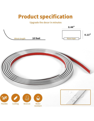 Tira Autoadhesiva WOWSTAR 3.05 m Acero Inoxidable Flexible