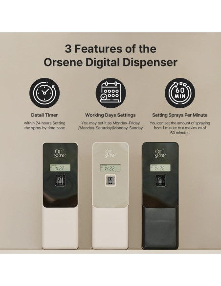 Dispensador Automático de Ambientador Orsene - Negro, Programable Dispensador Automático de Ambientador Orsene - Negro, Programable