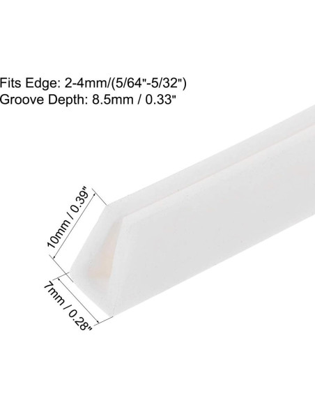 Protector de Bisel U de Silicona Blanca uxcell 3m x 7mm x 10mm Protector de Bisel U de Silicona Blanca uxcell 3m x 7mm x 10mm