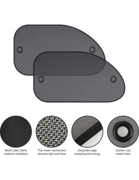 Protector Solar para Ventanas Laterales de Coche Sumjig 2 PCS Protector Solar para Ventanas Laterales de Coche Sumjig 2 PCS