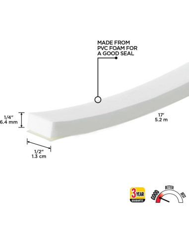 Sello de Ventana de Espuma M-D 0.64 cm x 5.18 m Blanco