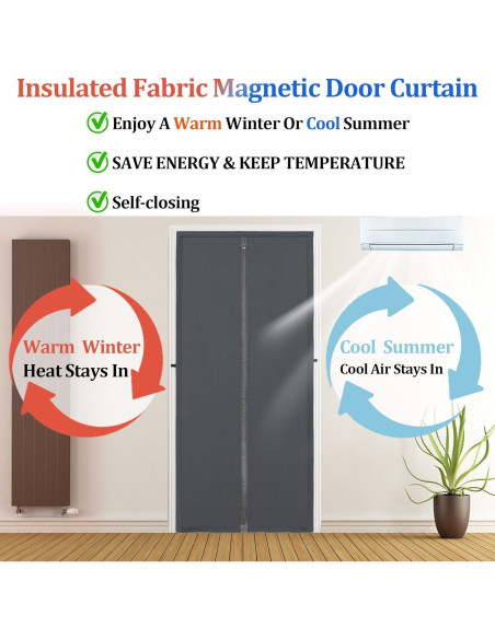 Cortina de Puerta Magnética Aislante Okayavo 91x203 cm Cortina de Puerta Magnética Aislante Okayavo 91x203 cm