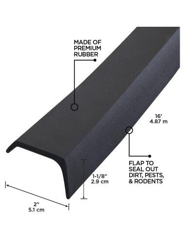 Sello Inferior de Puerta de Garaje M-D 4.88 m Goma Negra