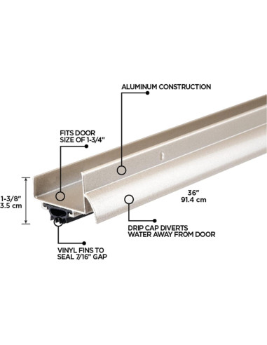 Sello de Puerta en U M-D 91.44 cm Aluminio Niquel Satinado