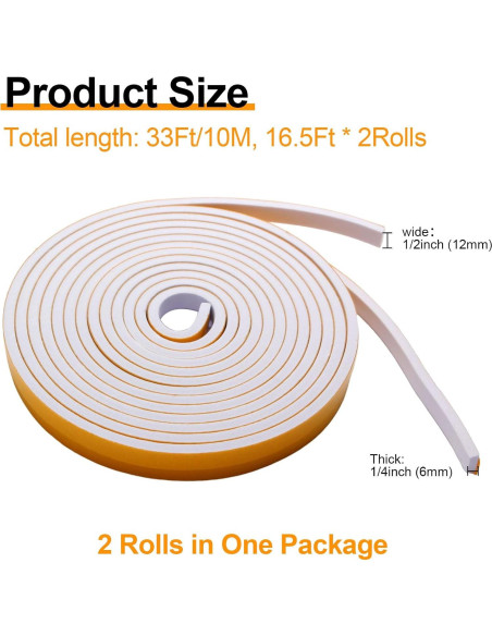 Tira de sellado autoadhesiva Pazaka 2 rollos 33 pies blanco Tira de sellado autoadhesiva Pazaka 2 rollos 33 pies blanco