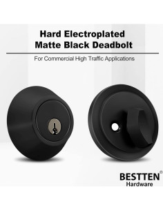 Cerrojo de Cilindro Único BESTTEN Negro Mate 5 Pines 2