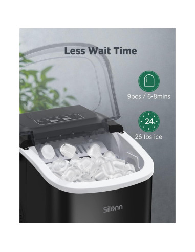 Máquina de Hielo Silonn SLIM09B 11,79 kg 9 Cubos en 6 Min