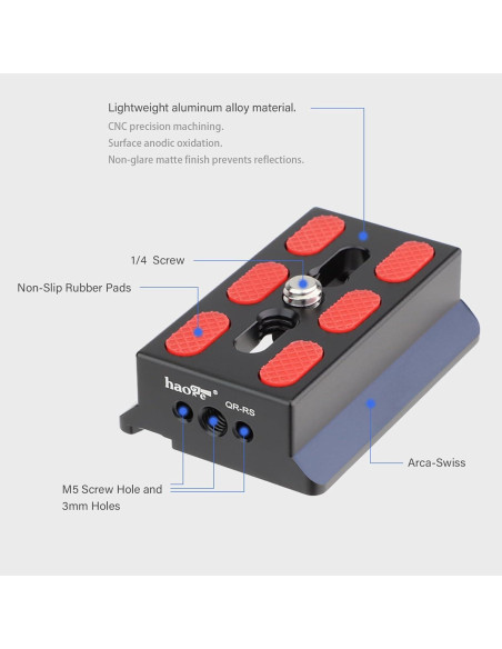 Placa de liberación rápida Haoge QR-RS para estabilizador DJI RS2/RS3 Placa de liberación rápida Haoge QR-RS para estabilizador DJI RS2/RS3