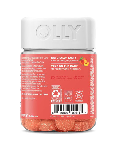Gomitas Probioticas OLLY con Prebioticos, Sabor Durazno, 30 Unidades