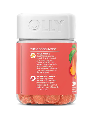 Gomitas Probioticas OLLY con Prebioticos, Sabor Durazno, 30 Unidades
