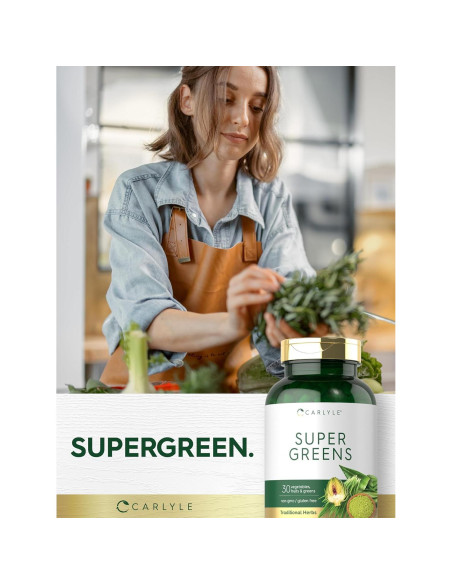 Cápsulas Super Greens Carlyle | 250 Unidades | Suplemento Sin OGM y Gluten Cápsulas Super Greens Carlyle | 250 Unidades | Suplemento Sin OGM y Gluten