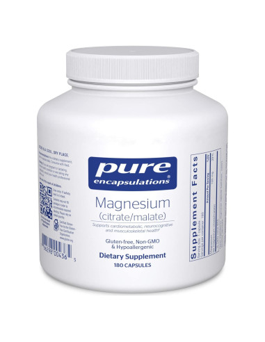 Suplemento de Magnesio Citrato/Malato Pure Encapsulations 180 Cápsulas