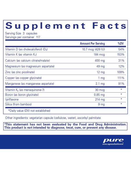 Suplemento Mineral +Cal+ con Ipriflavona Pure Encapsulations 351 Cápsulas Suplemento Mineral +Cal+ con Ipriflavona Pure Encapsulations 351 Cápsulas