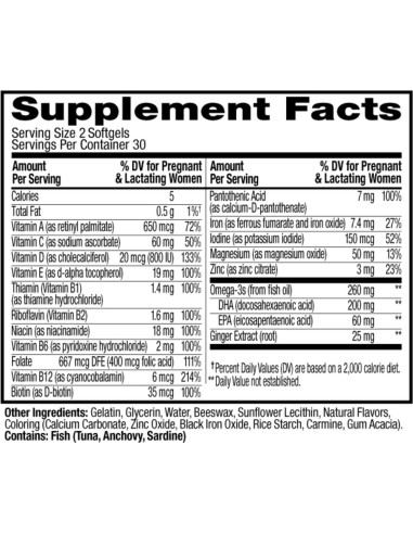 Suplemento Prenatal OLLY Multivitamínico Ultra Fuerte 60 Softgels