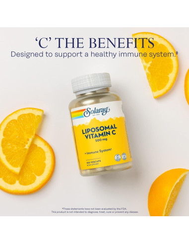 Vitamina C Liposomal Solaray 500mg - Antioxidante Vegano 100 VegCaps