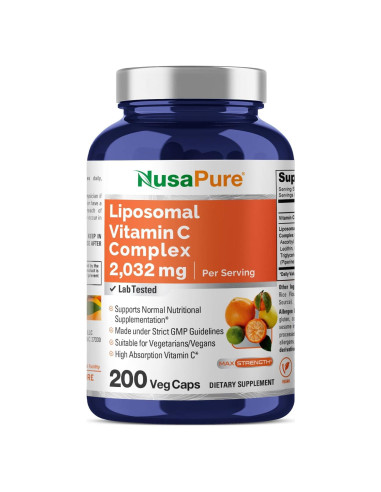 Suplemento Vitamina C Liposomal NusaPure 2032mg 200 Cápsulas Veganas