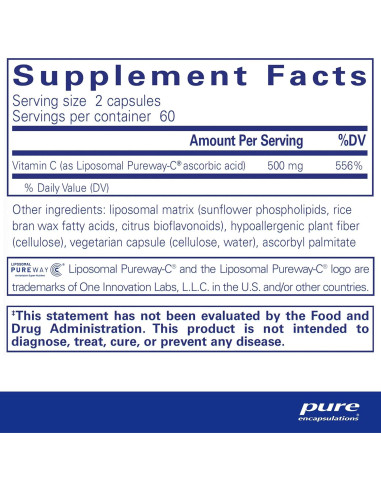 Vitamina C Liposomal Pure Encapsulations - 120 Cápsulas - Soporte Inmunológico