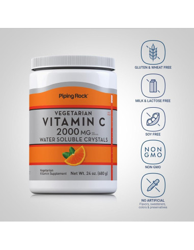 Polvo de Vitamina C Piping Rock 680g - 2000mg Antioxidante