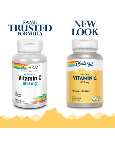 Vitamina C Buffered 800mg Solaray con Rosa Mosqueta y Acerola