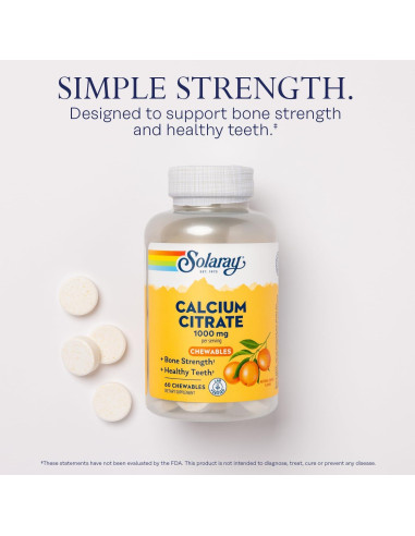 Citrato de Calcio Solaray 1000 mg Masticables Sabor Naranja