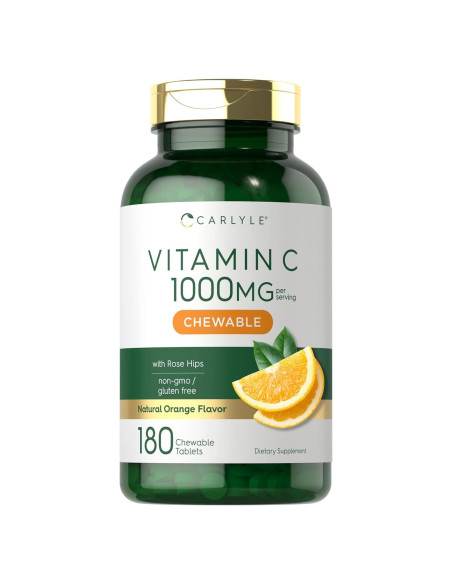 Carlyle Vitamina C Masticable 1000mg 180 Tabletas Sabor Naranja Carlyle Vitamina C Masticable 1000mg 180 Tabletas Sabor Naranja