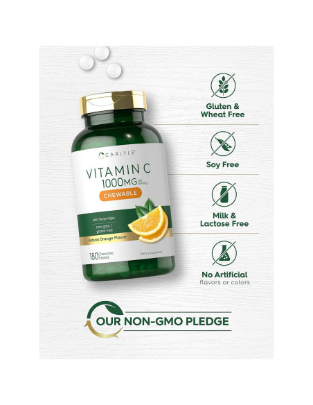 Carlyle Vitamina C Masticable 1000mg 180 Tabletas Sabor Naranja Carlyle Vitamina C Masticable 1000mg 180 Tabletas Sabor Naranja