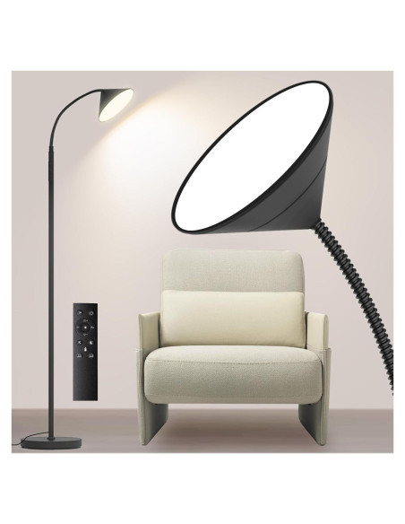 Lámpara de Pie LED Mukuxin 18W 1800LM Regulable 193cm Negra Lámpara de Pie LED Mukuxin 18W 1800LM Regulable 193cm Negra