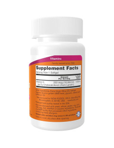 Vitamina D-3 10,000 UI NOW Foods 30 Gelatinas Blandas 2