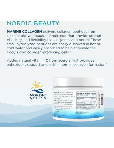 Colágeno Marino en Polvo Nordic Naturals Fresa 150g - Vitamina C