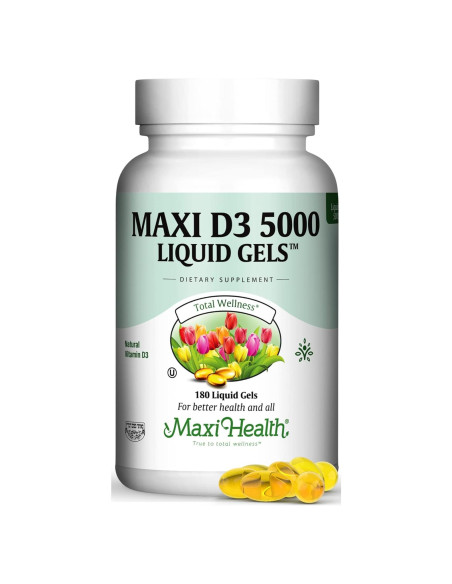 Maxi Health D3 5000 UI - Vitamina D3 Natural - 180 Cápsulas Maxi Health D3 5000 UI - Vitamina D3 Natural - 180 Cápsulas