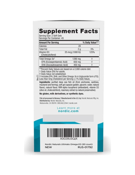 Omega-D3 Ultimate Nordic Naturals 90 Gelatinas Blandas 1280 mg Omega-D3 Ultimate Nordic Naturals 90 Gelatinas Blandas 1280 mg