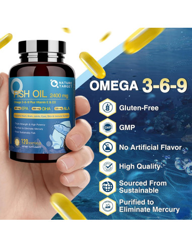 NATURE TARGET Aceite de Pescado Omega 3 6 9 2400mg 120 Cápsulas