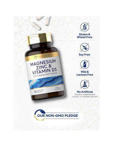 Cápsulas de Magnesio, Zinc y Vitamina D3 Carlyle 90 Unidades