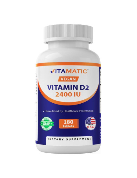 Vitamatic Vitamina D2 60 mcg (2400 UI) - 180 Tabletas Vegetarianas Vitamatic Vitamina D2 60 mcg (2400 UI) - 180 Tabletas Vegetarianas