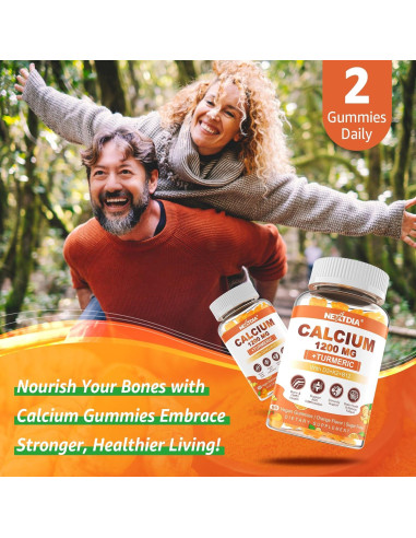 Suplemento de Calcio 1200mg con Vitamina D3 K2 B12 - Vegano