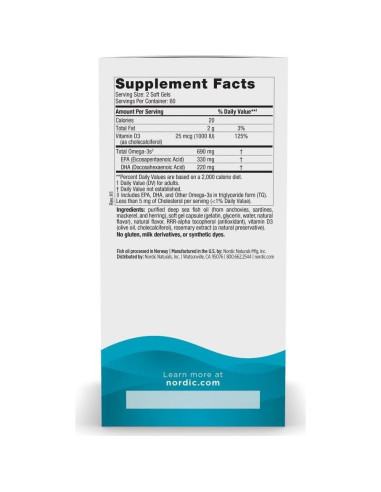 Nordic Naturals Omega-3D Gelatinas Blandas 120 Unidades 690 mg Omega-3