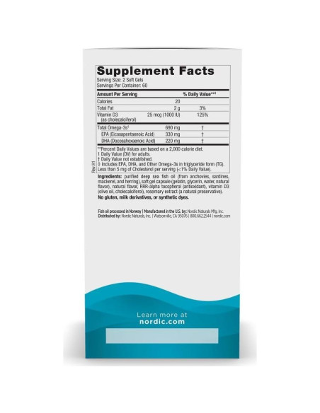 Nordic Naturals Omega-3D Gelatinas Blandas 120 Unidades 690 mg Omega-3 Nordic Naturals Omega-3D Gelatinas Blandas 120 Unidades 690 mg Omega-3