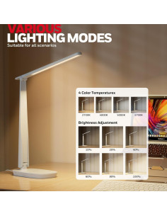 Lámpara de Escritorio LED Honeywell HWT-H2 Blanca USB 2