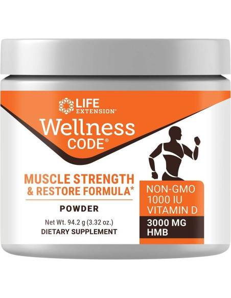 Fórmula de Fuerza Muscular Life Extension HMB y Vitamina D3 94.2g Fórmula de Fuerza Muscular Life Extension HMB y Vitamina D3 94.2g