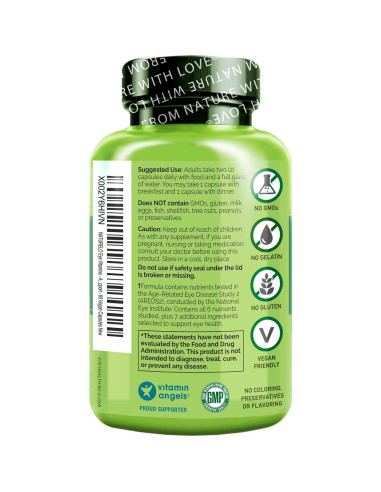NATURELO Vitaminas para Ojos - Fórmula AREDS 2 - 60 Cápsulas Veganas