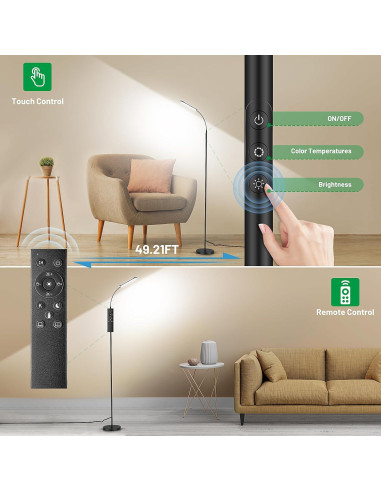 Lámpara de Pie LED Yikuneng 18W Regulable con Control Remoto