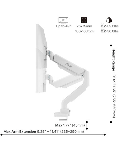 Soporte de Monitor Pixio PS2S Blanco para Pantallas 17-49"