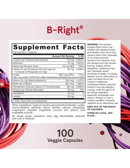 Suplemento Complejo B Jarrow Formulas B-Right 100 Cápsulas Suplemento Complejo B Jarrow Formulas B-Right 100 Cápsulas