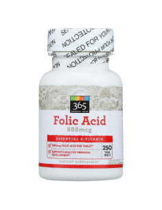 Ácido Fólico 800mcg Whole Foods Market 250 Tabletas Veganas